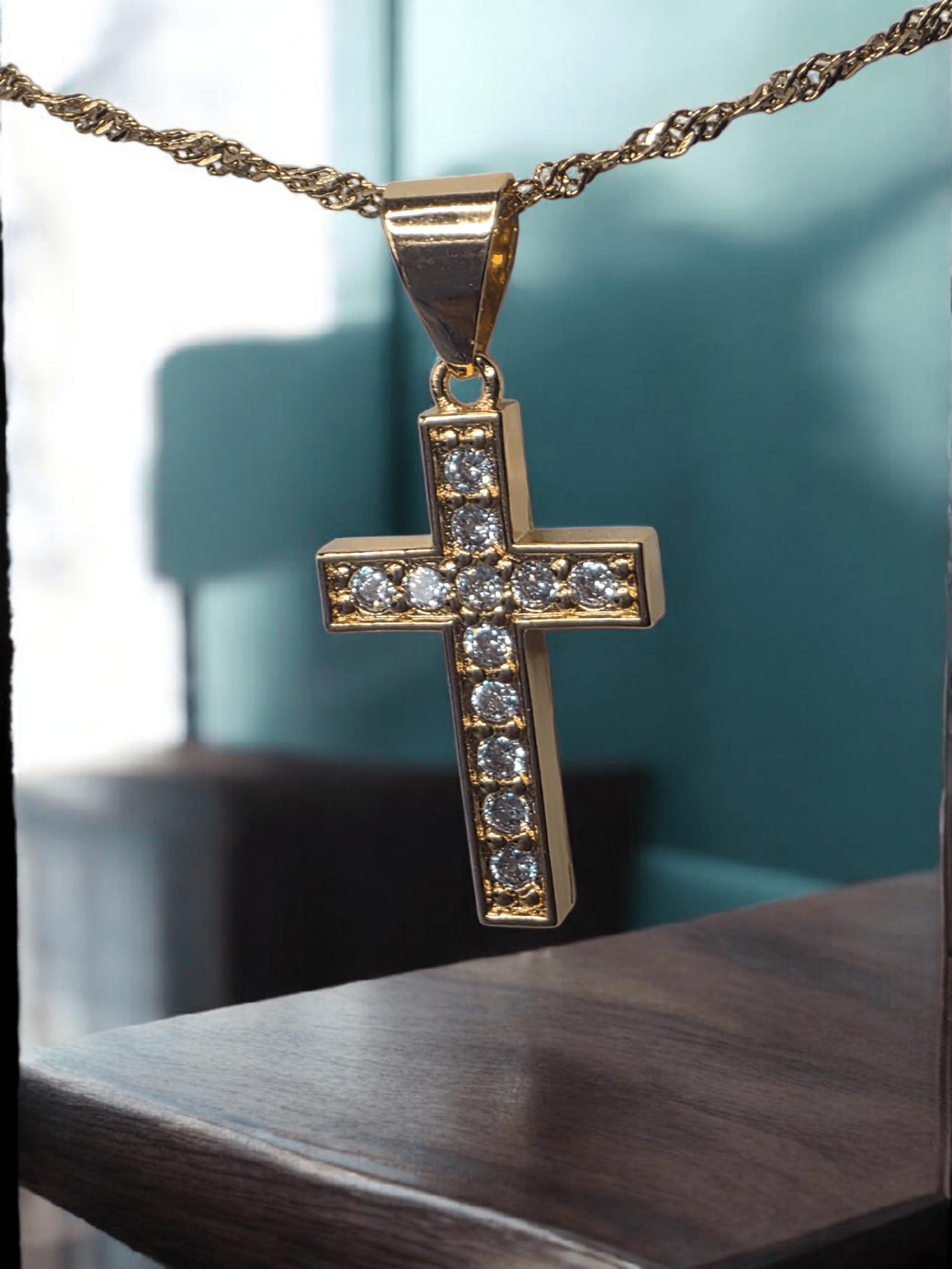 Collier croix strass Acier inoxydable 316l - Claudine Biker Shop