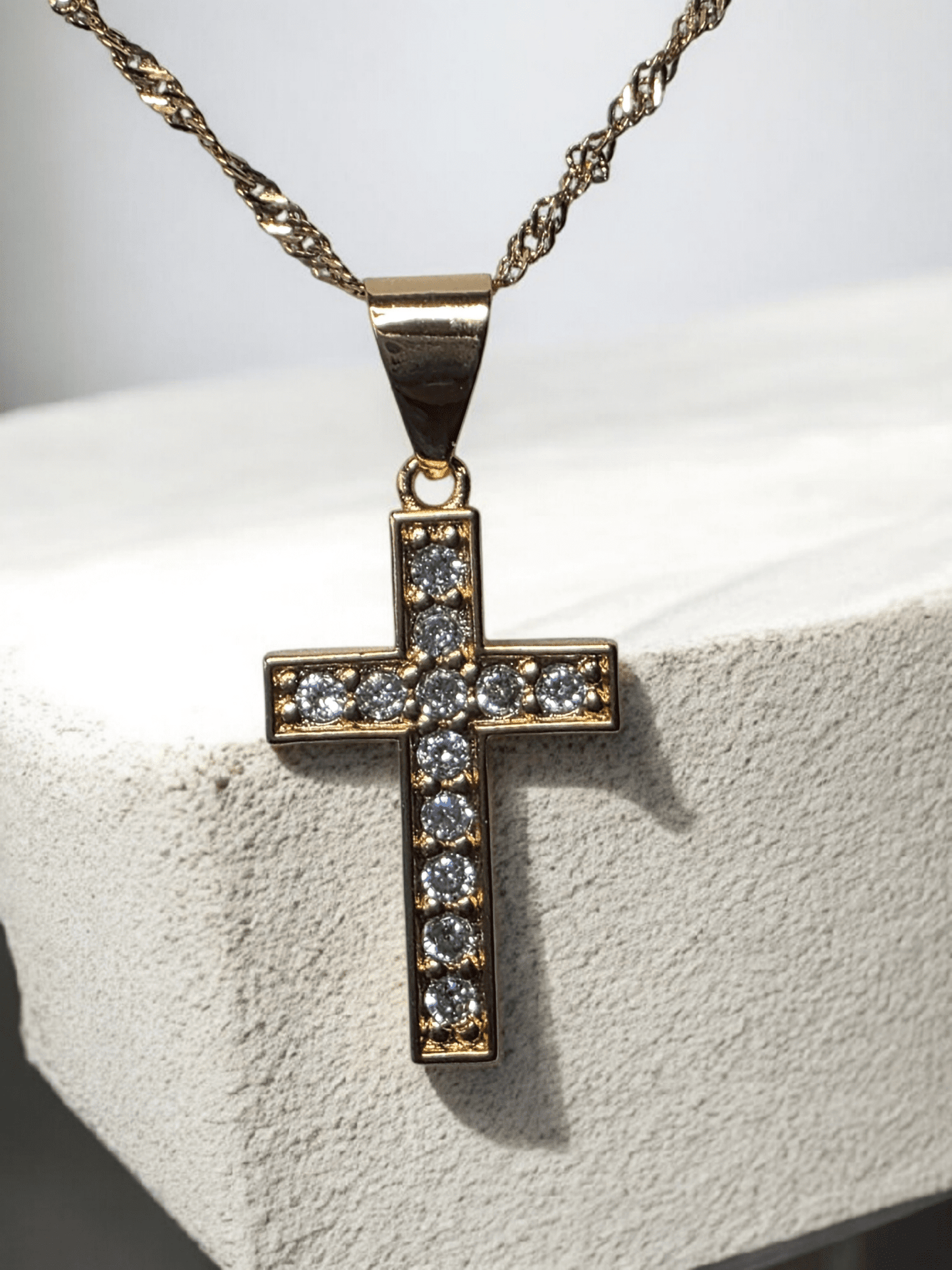 Collier croix strass Acier inoxydable 316l - Claudine Biker Shop