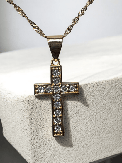 Collier croix strass Acier inoxydable 316l - Claudine Biker Shop