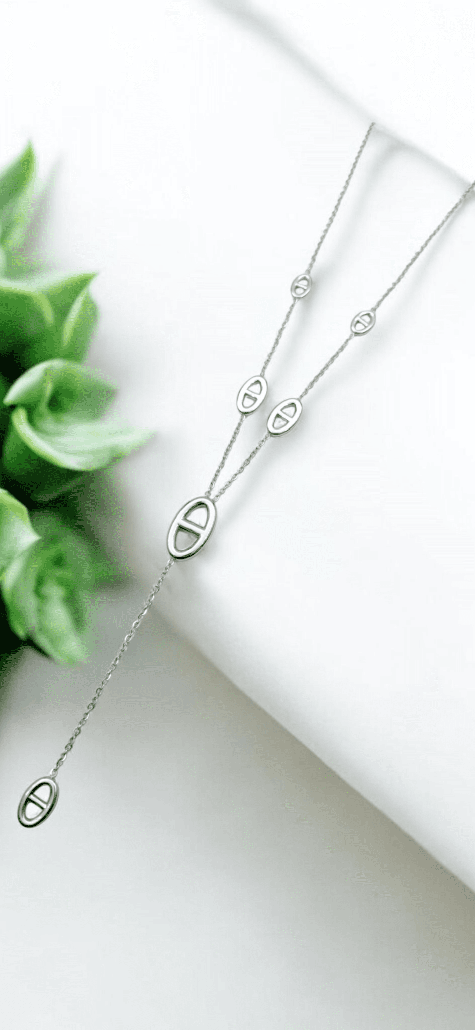 Collier maille marine long - Claudine Biker Shop