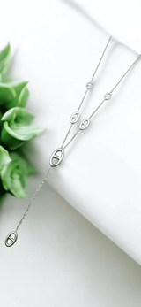 Collier maille marine long - Claudine Biker Shop