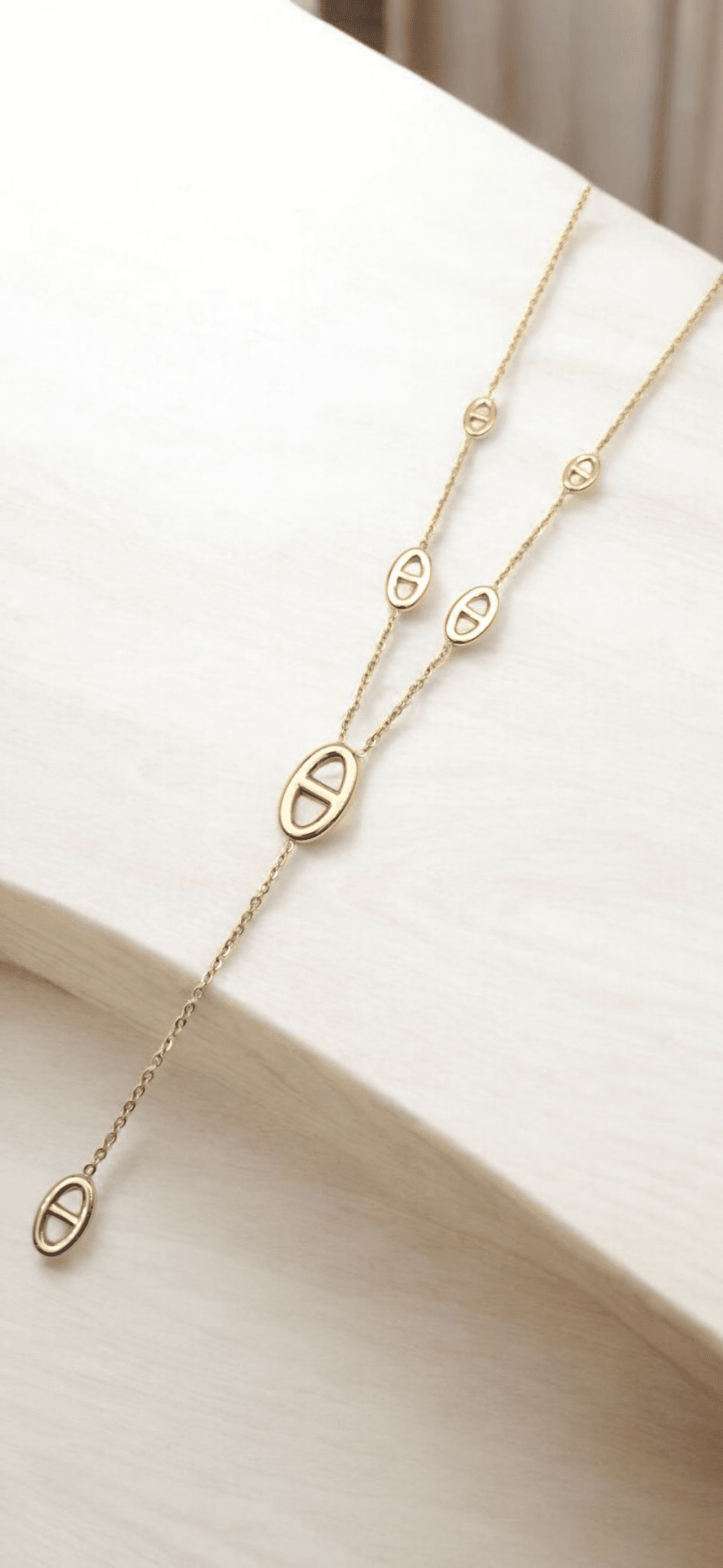 Collier maille marine long - Claudine Biker Shop