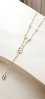 Collier maille marine long - Claudine Biker Shop