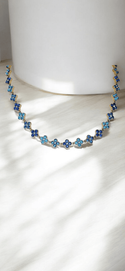 Collier trèfle strass Acier inoxydable - Claudine Biker Shop