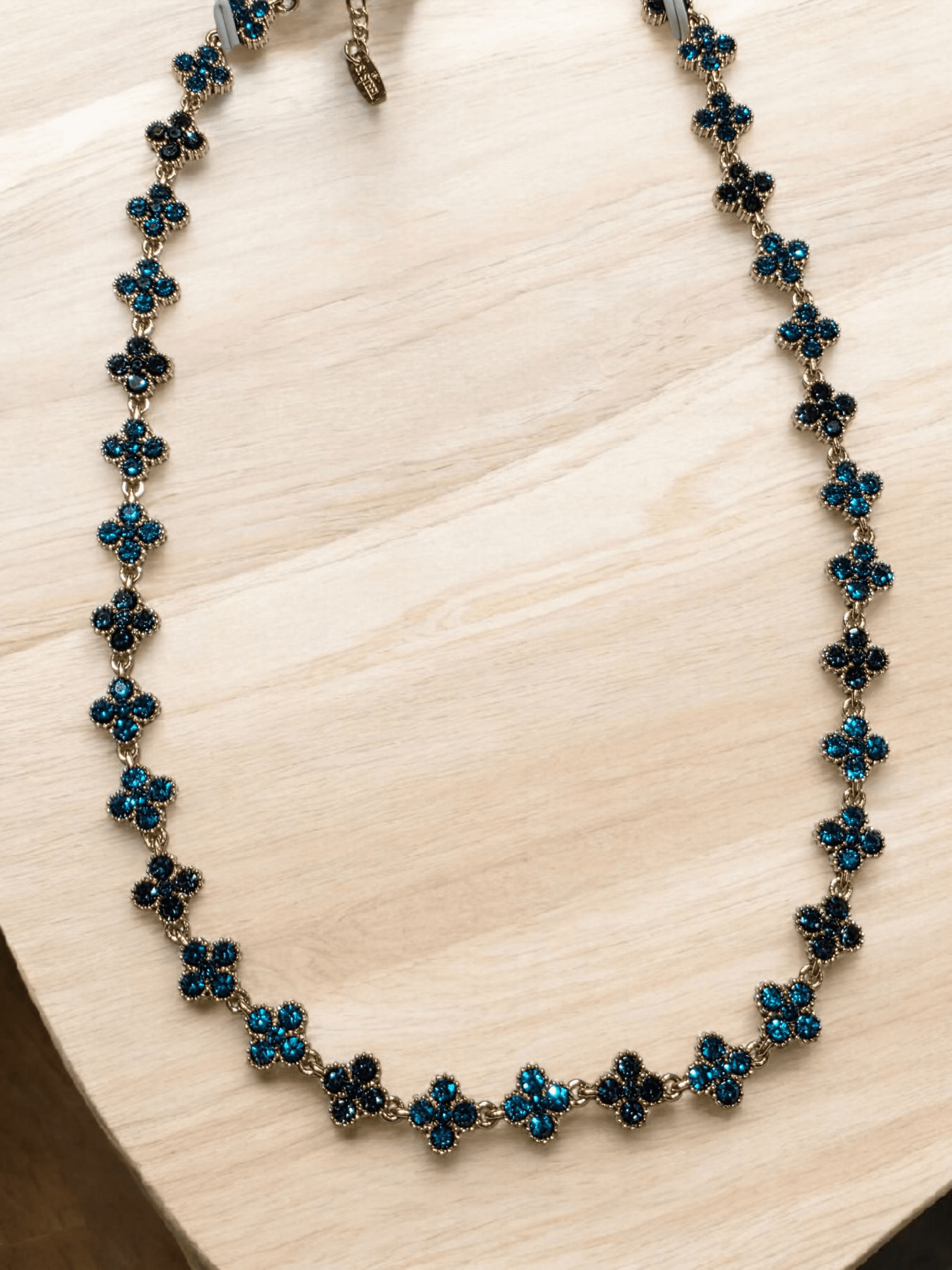 Collier Trèfles Strass Acier inoxydable - Claudine Biker Shop