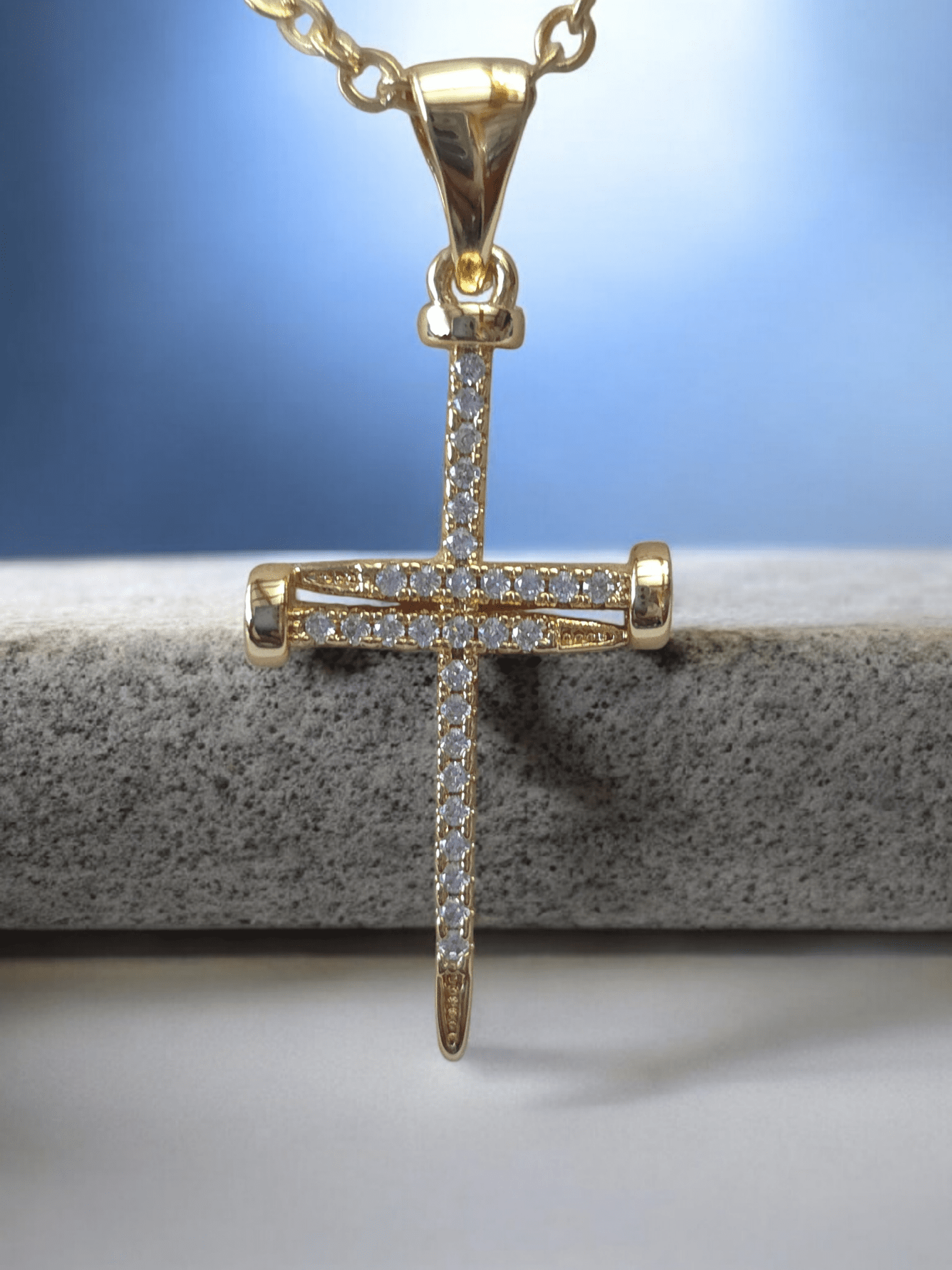 croix clou avec chaîne acier inoxydable - Claudine Biker Shop