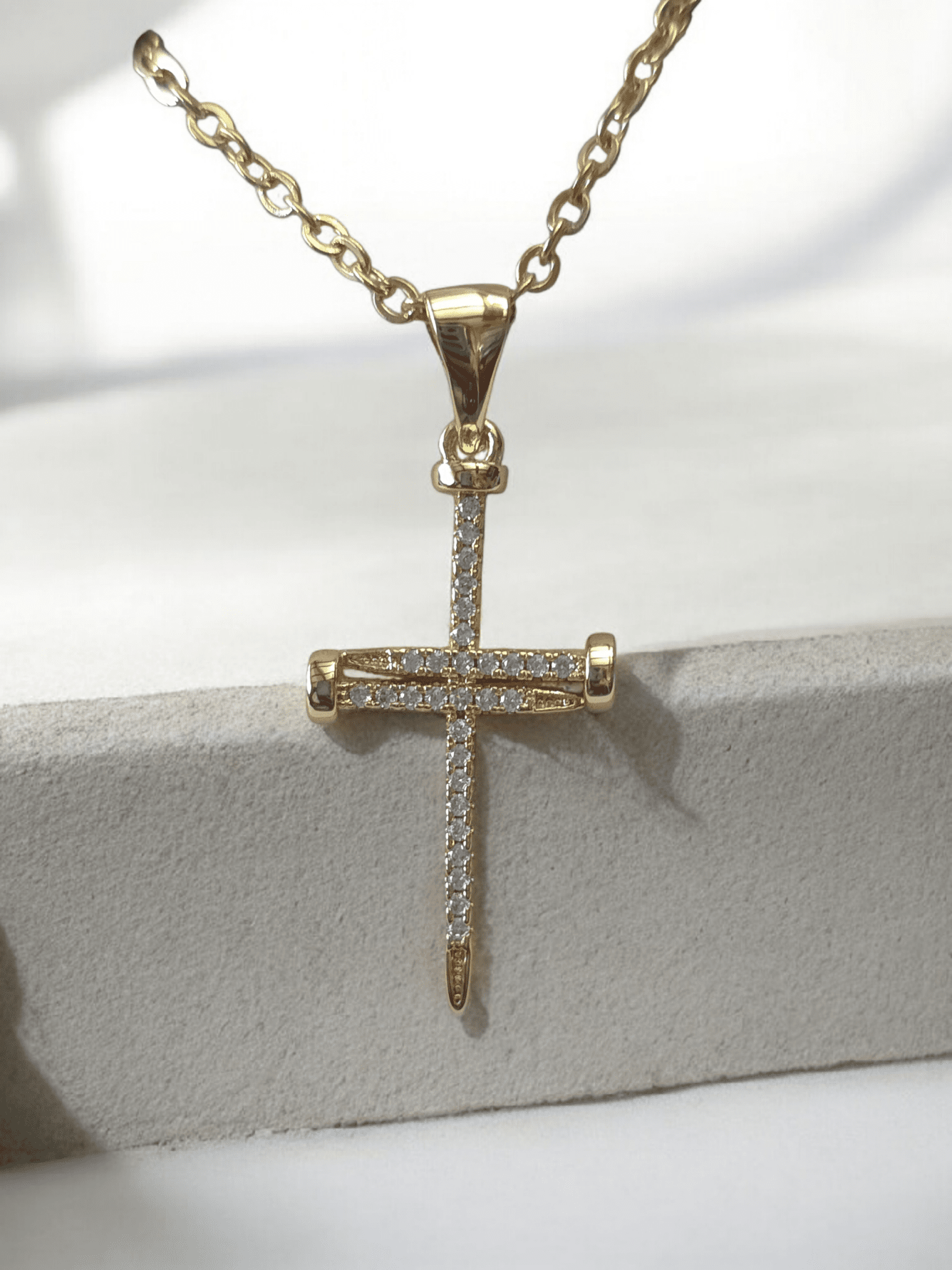 croix clou avec chaîne acier inoxydable - Claudine Biker Shop