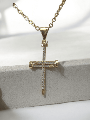 croix clou avec chaîne acier inoxydable - Claudine Biker Shop