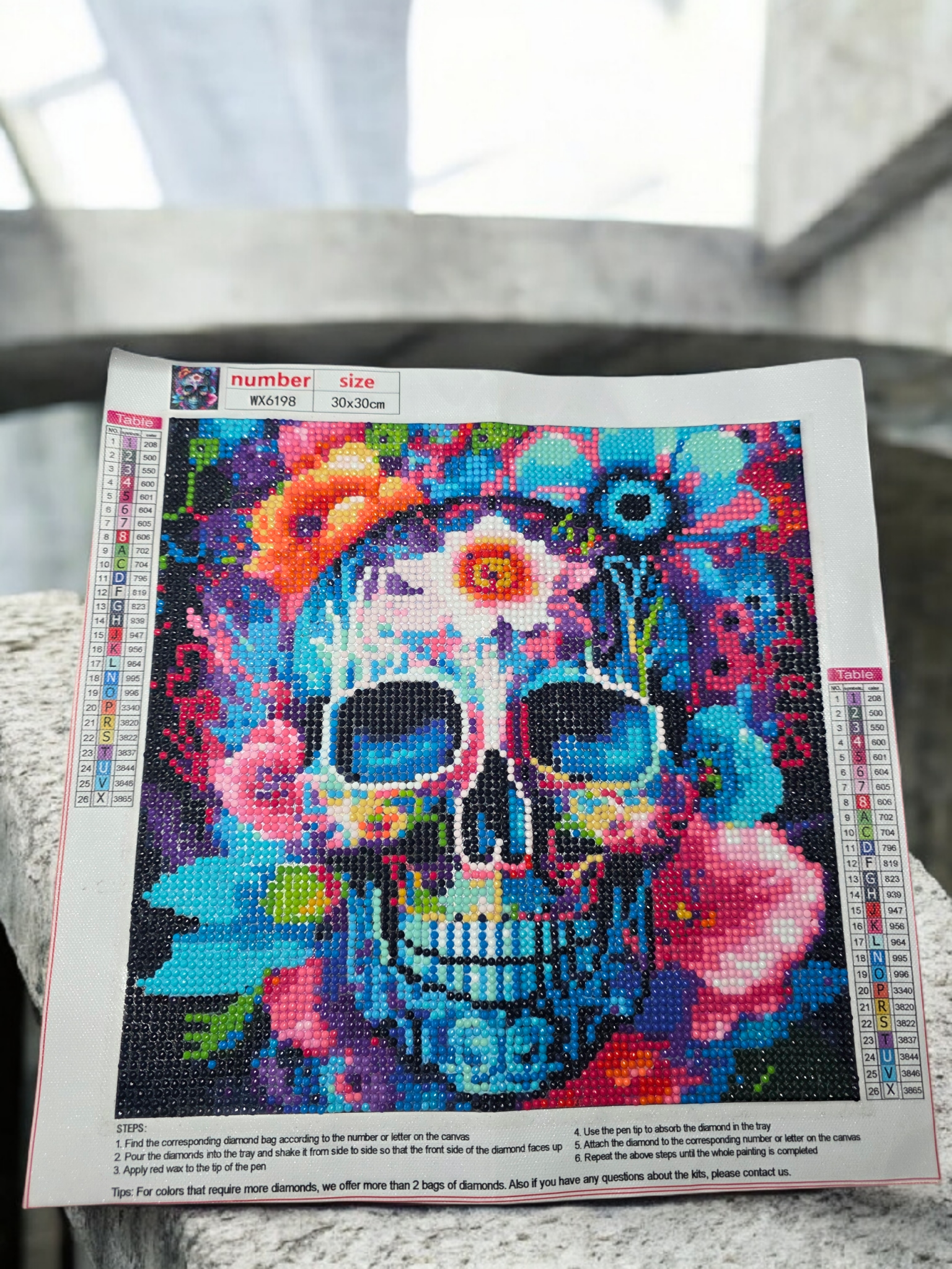 Diamond painting tête de mort - Claudine Biker Shop