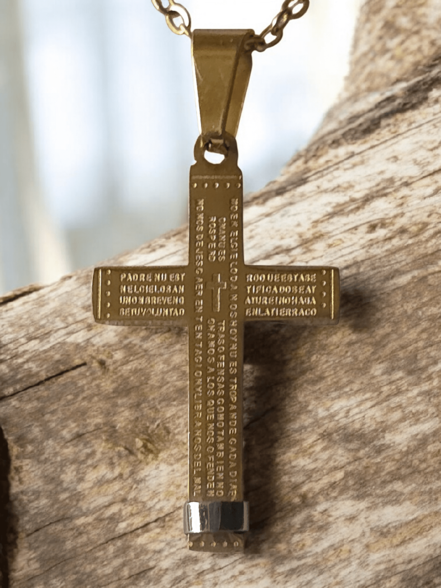 Pendentif croix avec chaîne acier inoxydable - Claudine Biker Shop