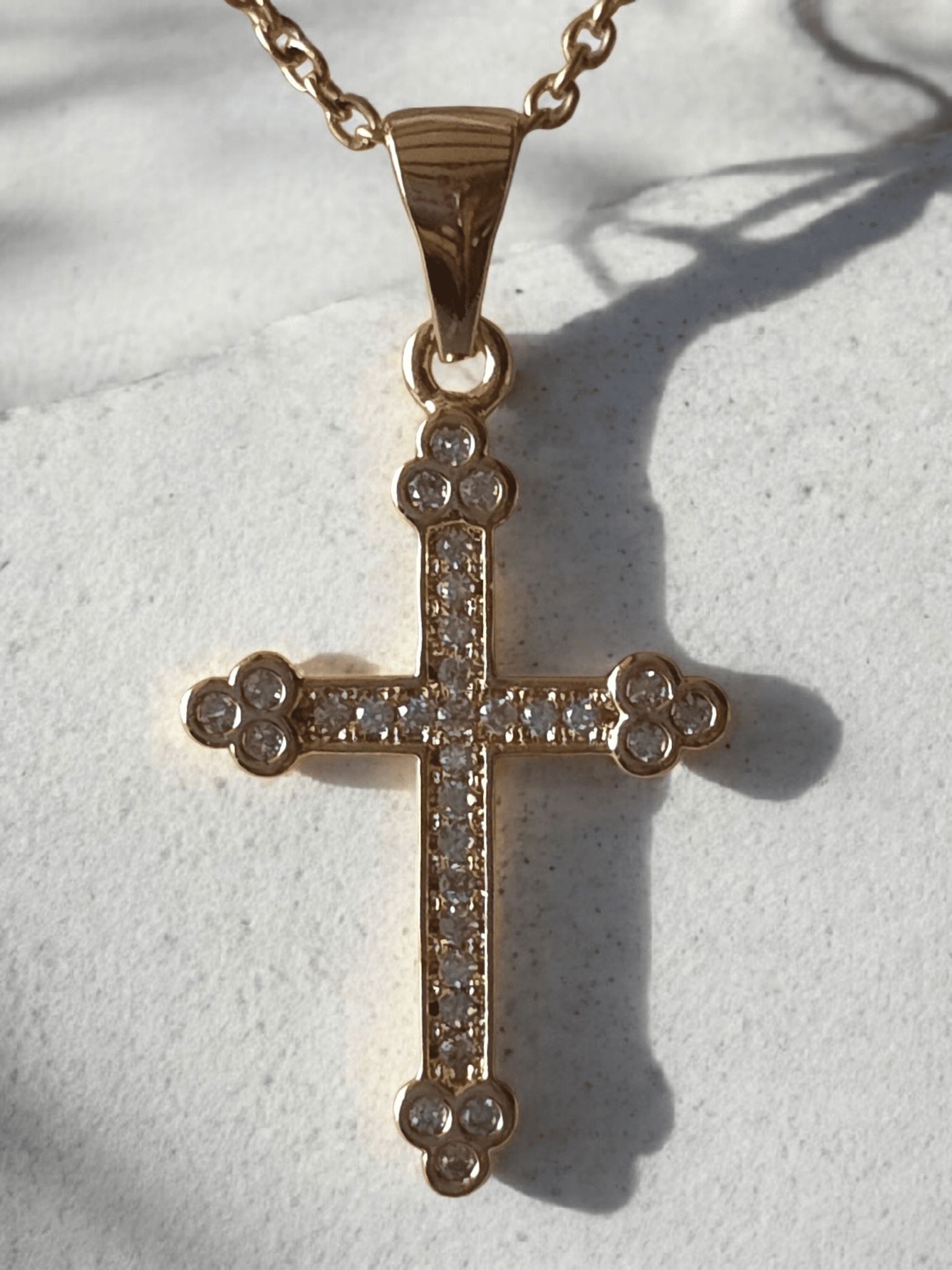 Pendentif croix strass avec chaîne acier inoxydable - Claudine Biker Shop