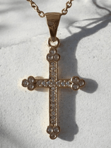 Pendentif croix strass avec chaîne acier inoxydable - Claudine Biker Shop