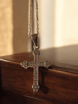 Pendentif croix strass avec chaîne acier inoxydable - Claudine Biker Shop